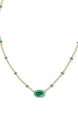 KENDRA SCOTT DESIGN Mini Elisa Gold Enamel Frame Short Pendant Necklace in Emerald Illusion