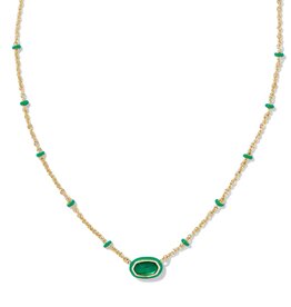 KENDRA SCOTT DESIGN Mini Elisa Gold Enamel Frame Short Pendant Necklace in Emerald Illusion