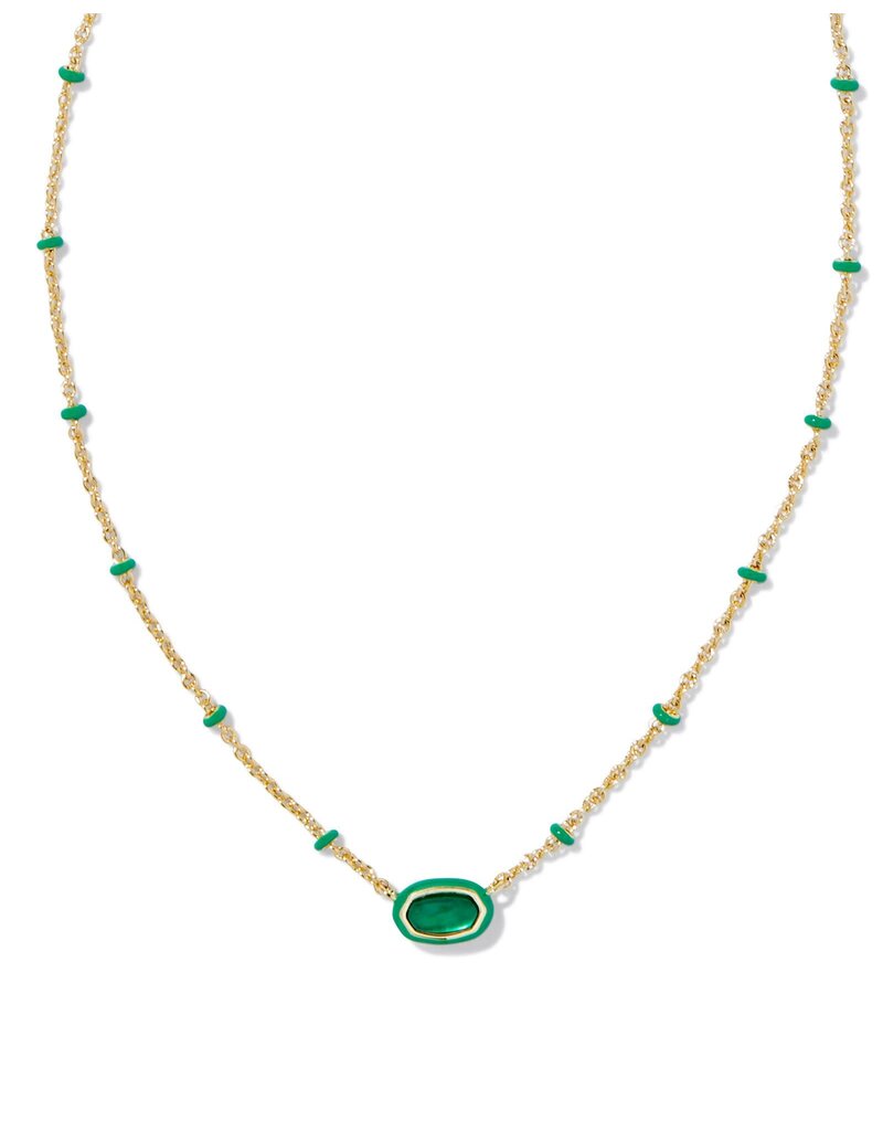 KENDRA SCOTT DESIGN Mini Elisa Gold Enamel Frame Short Pendant Necklace in Emerald Illusion