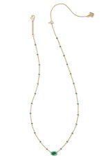 KENDRA SCOTT DESIGN Mini Elisa Gold Enamel Frame Short Pendant Necklace in Emerald Illusion