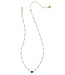 Mini Elisa Gold Enamel Frame Short Pendant Necklace in Emerald Illusion