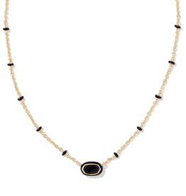 KENDRA SCOTT DESIGN Mini Elisa Gold Enamel Frame Short Pendant Necklace in Black Agate
