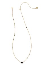 KENDRA SCOTT DESIGN Mini Elisa Gold Enamel Frame Short Pendant Necklace in Black Agate