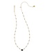 Mini Elisa Gold Enamel Frame Short Pendant Necklace in Black Agate