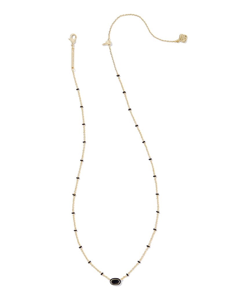 KENDRA SCOTT DESIGN Mini Elisa Gold Enamel Frame Short Pendant Necklace in Black Agate