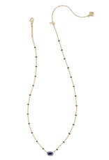 KENDRA SCOTT DESIGN Mini Elisa Gold Enamel Frame Short Pendant Necklace in Navy Mother-of-Pearl