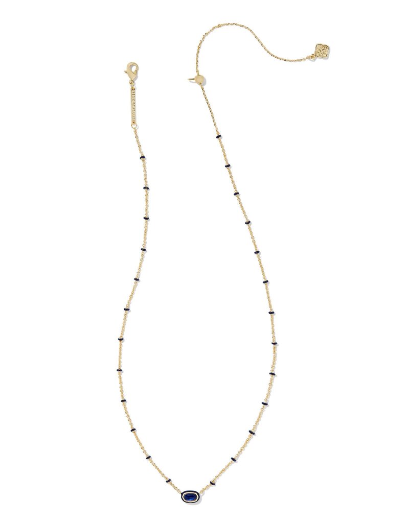KENDRA SCOTT DESIGN Mini Elisa Gold Enamel Frame Short Pendant Necklace in Navy Mother-of-Pearl