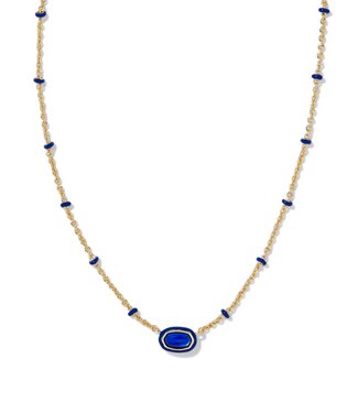 KENDRA SCOTT DESIGN Mini Elisa Gold Enamel Frame Short Pendant Necklace in Cobalt Illusion