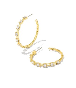 KENDRA SCOTT DESIGN Lexi Gold Hoop Earrings in White Crystal