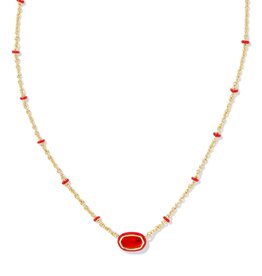 KENDRA SCOTT DESIGN Mini Elisa Gold Enamel Frame Short Pendant Necklace in Red Illusion