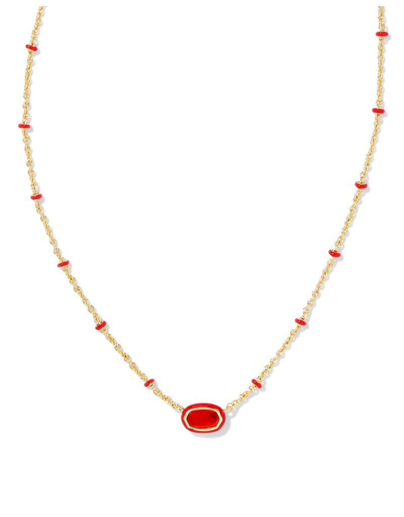 KENDRA SCOTT DESIGN Mini Elisa Gold Enamel Frame Short Pendant Necklace in Red Illusion