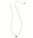 Mini Elisa Gold Enamel Frame Short Pendant Necklace in Red Illusion