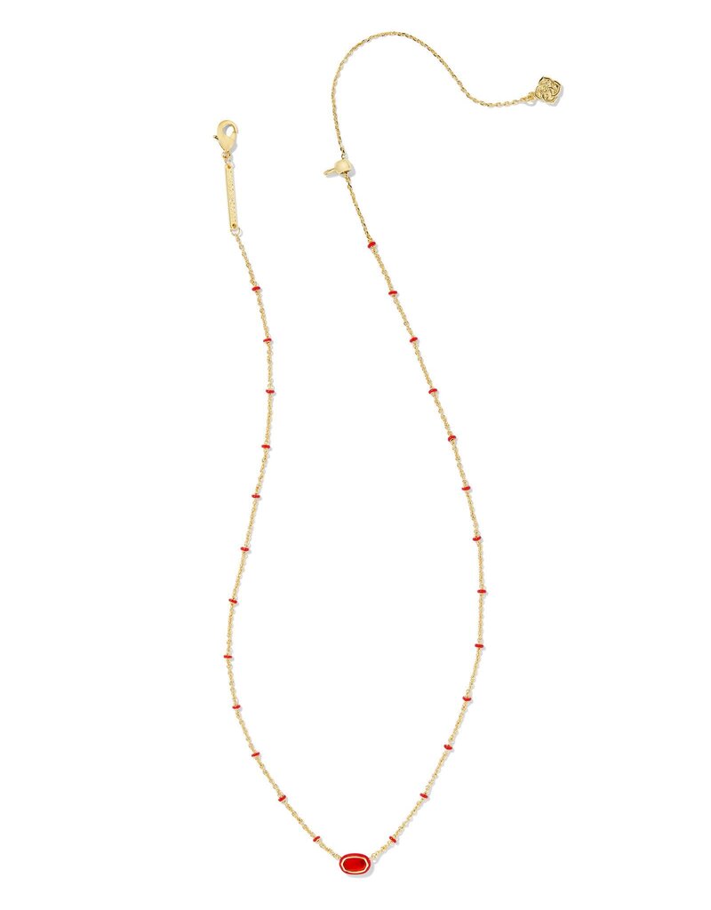 KENDRA SCOTT DESIGN Mini Elisa Gold Enamel Frame Short Pendant Necklace in Red Illusion