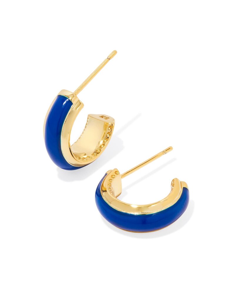 KENDRA SCOTT DESIGN Ainsley Gold Huggie Earrings in Blue Enamel