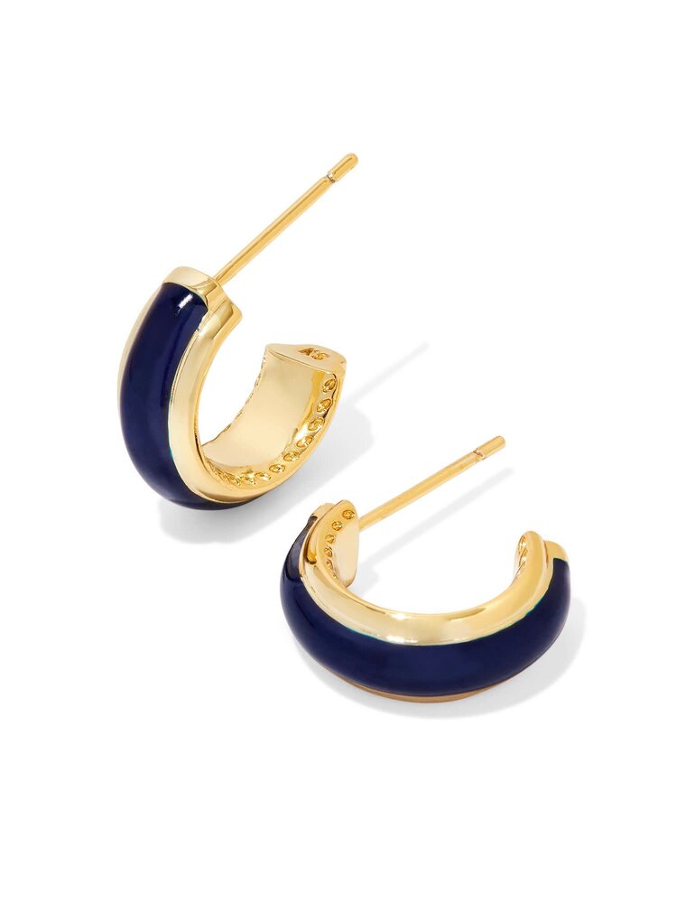 KENDRA SCOTT DESIGN Ainsley Gold Huggie Earrings in Navy Enamel