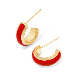 KENDRA SCOTT DESIGN Ainsley Gold Huggie Earrings in Red Enamel