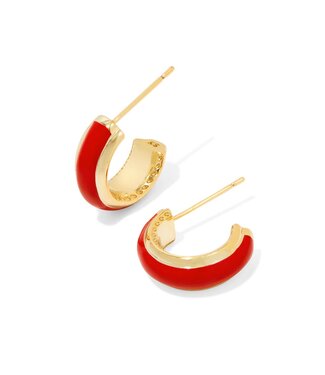 KENDRA SCOTT DESIGN Ainsley Gold Huggie Earrings in Red Enamel