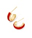 Ainsley Gold Huggie Earrings in Red Enamel