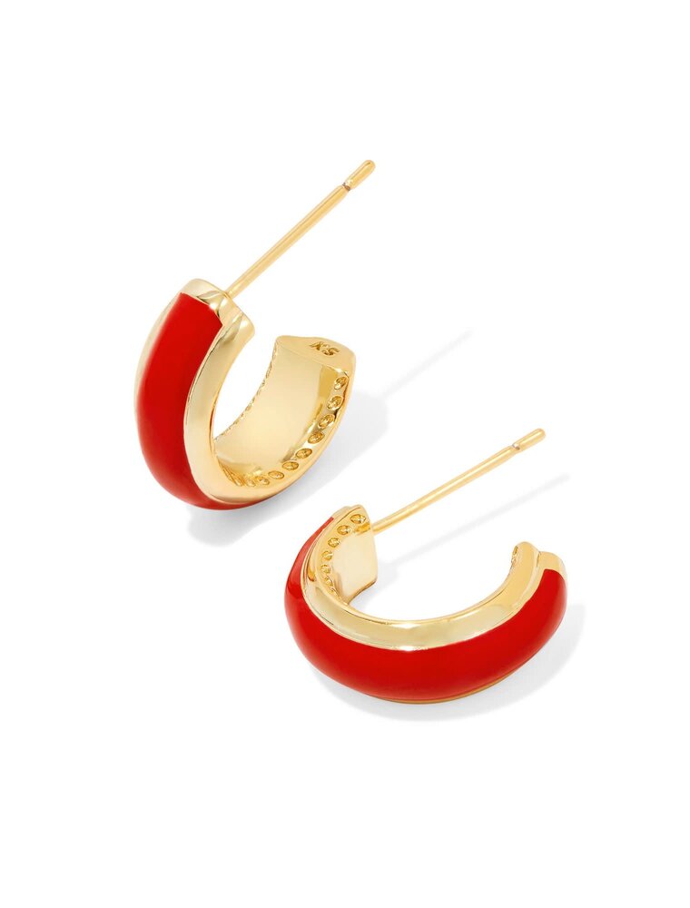 KENDRA SCOTT DESIGN Ainsley Gold Huggie Earrings in Red Enamel