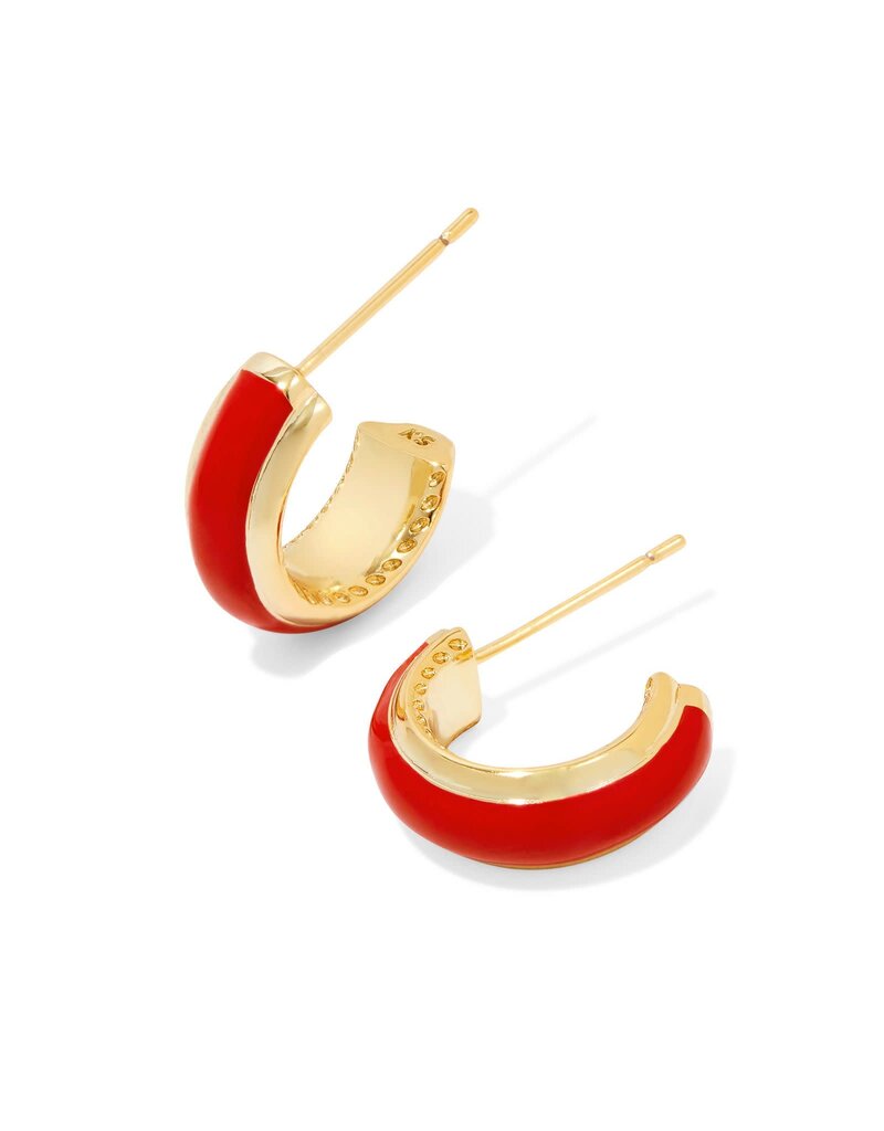 KENDRA SCOTT DESIGN Ainsley Gold Huggie Earrings in Red Enamel
