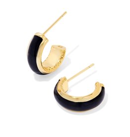 KENDRA SCOTT DESIGN Ainsley Gold Huggie Earrings in Black Enamel