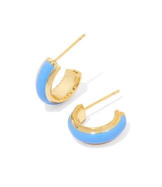 KENDRA SCOTT DESIGN Ainsley Gold Huggie Earrings in Light Blue Enamel