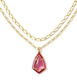 KENDRA SCOTT DESIGN Camry Gold Enamel Frame Multi Strand Necklace in Azalea Illusion