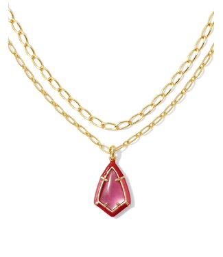 KENDRA SCOTT DESIGN Camry Gold Enamel Frame Multi Strand Necklace in Azalea Illusion