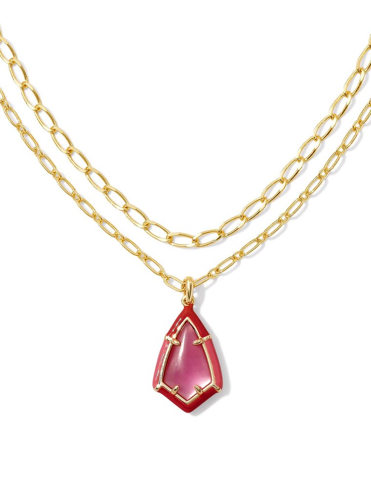 KENDRA SCOTT DESIGN Camry Gold Enamel Frame Multi Strand Necklace in Azalea Illusion