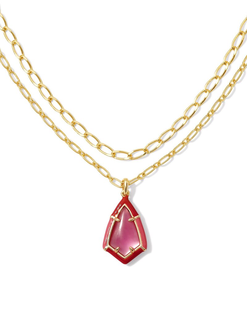 KENDRA SCOTT DESIGN Camry Gold Enamel Frame Multi Strand Necklace in Azalea Illusion