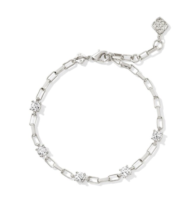 Lexi Silver Chain Bracelet in White Crystal