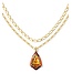 Camry Gold Enamel Frame Multi Strand Necklace in Marbled Amber Illusion