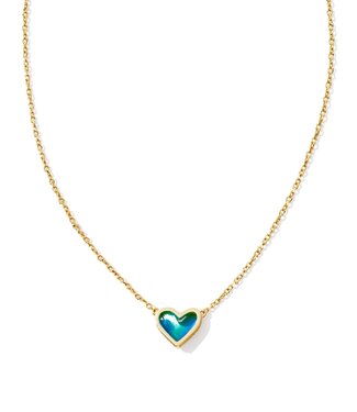 KENDRA SCOTT DESIGN Framed Ari Heart Gold Short Pendant Necklace in Mood Stone