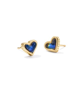 KENDRA SCOTT DESIGN Framed Ari Heart Gold Stud Earrings in Mood Stone