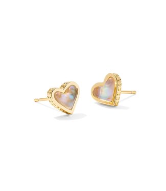 KENDRA SCOTT DESIGN Framed Ari Heart Gold Stud Earrings in Iridescent Abalone