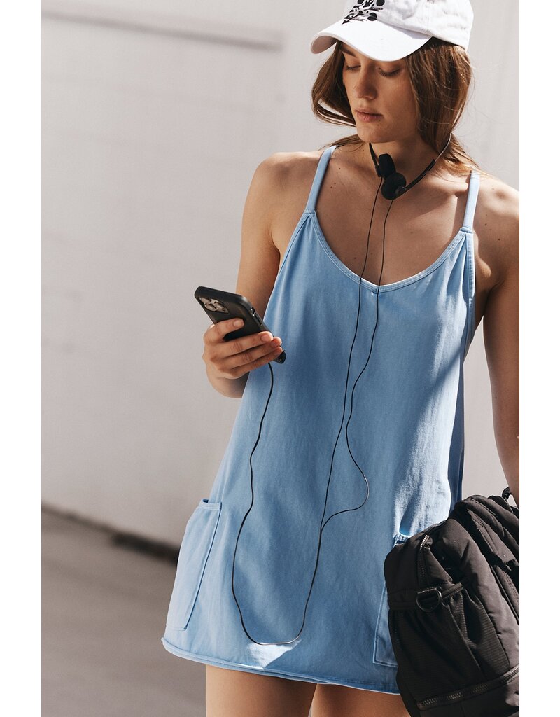 FREE PEOPLE MOVEMENT Hot Shot Mini Dress in Oxford Blue