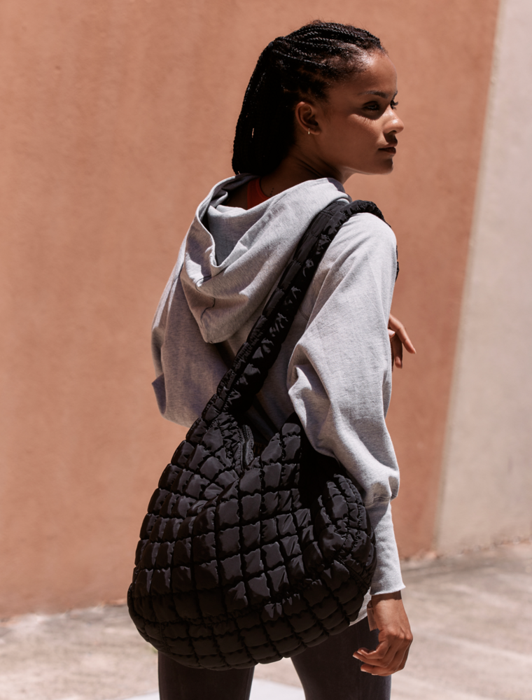 FREE PEOPLE MOVEMENT Quilted Caryall Tote Bag in Black