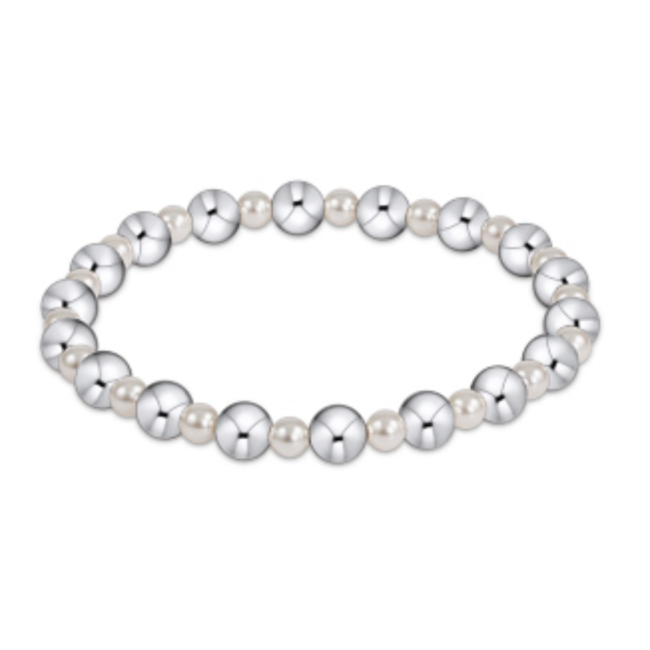 Classic Grateful 6mm Bead Bracelet - 4mm Pearl/Silver