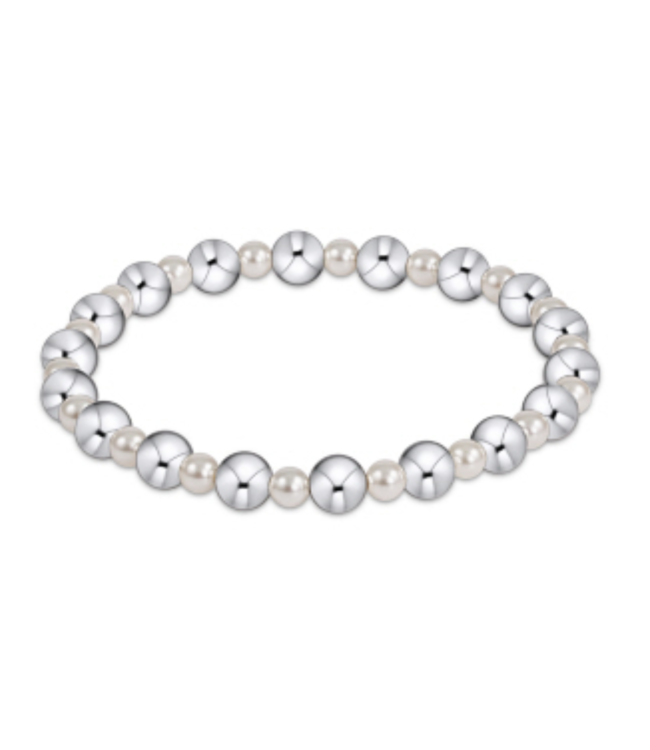 Classic Grateful 6mm Bead Bracelet - 4mm Pearl/Silver