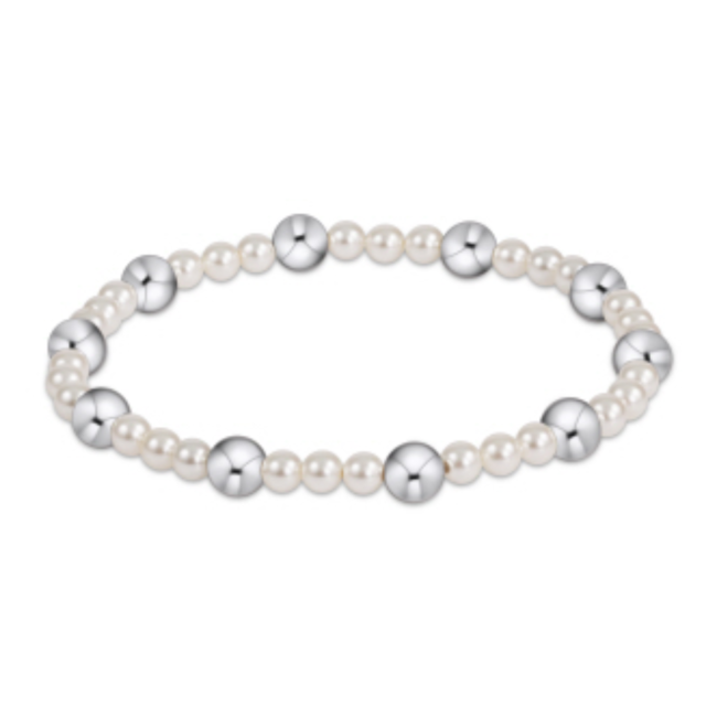 Sincerity 6mm Bead Bracelet - 4mm Pearl/Silver