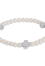 ENEWTON DESIGN Signature Cross Silver Pattern Bead Bracelet - 4mm Pearl/Silver