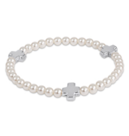 ENEWTON DESIGN Signature Cross Silver Pattern Bead Bracelet - 4mm Pearl/Silver