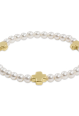 ENEWTON DESIGN Signature Cross Gold Pattern Bead Bracelet - 4mm Pearl/Gold