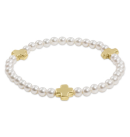ENEWTON DESIGN Signature Cross Gold Pattern Bead Bracelet - 4mm Pearl/Gold
