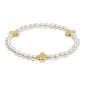 ENEWTON DESIGN Signature Cross Gold Pattern Bead Bracelet - 4mm Pearl/Gold