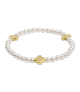 ENEWTON DESIGN Signature Cross Gold Pattern Bead Bracelet - 4mm Pearl/Gold
