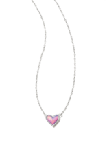 KENDRA SCOTT DESIGN Framed Ari Heart Silver Short Pendant Necklace in Lilac Opalescent Resin
