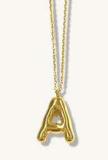 Bubble Initial Charm Necklace in Gold