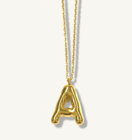 Bubble Initial Charm Necklace in Gold