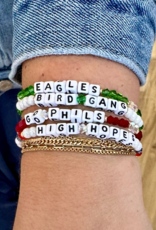 LITTLE WORDS PROJECT Go Phils Bracelet - Red & Clear Crystal